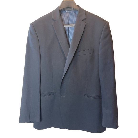 Calvin Klein Mens Wool Suit Blazer Coat Single Breasted Long Sleeve Gray SZ 46R - Picture 1 of 6